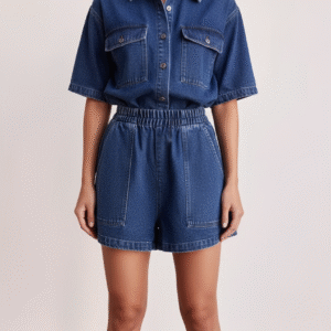 Utility Denim Shirt and Shorts Co-ord Set